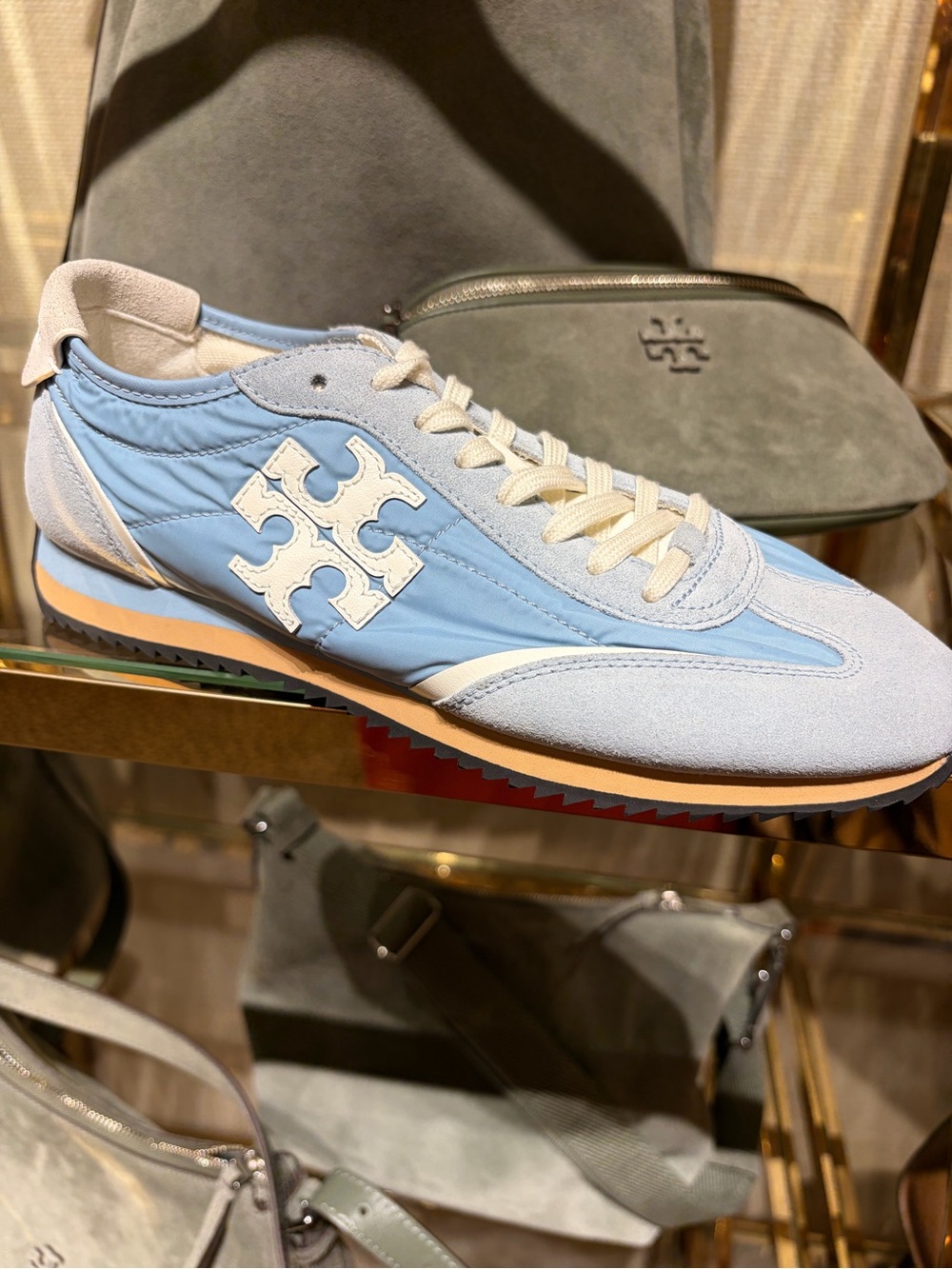 Tory Burch Women's Vintage Nylon Runner unisex baby blue light. new